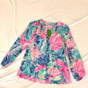 SOLD!!!!  Lilly Pulitzer Elsa Top - Beach Please S